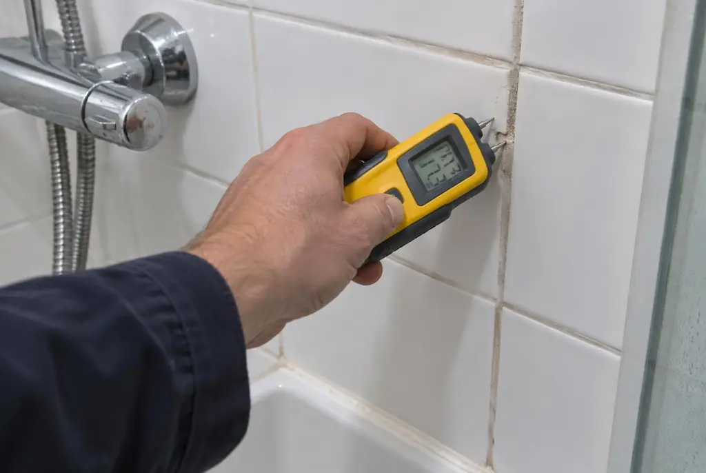 Lekdetectie Nieuwkoop – vochtmeter op badkamertegels bij de douche